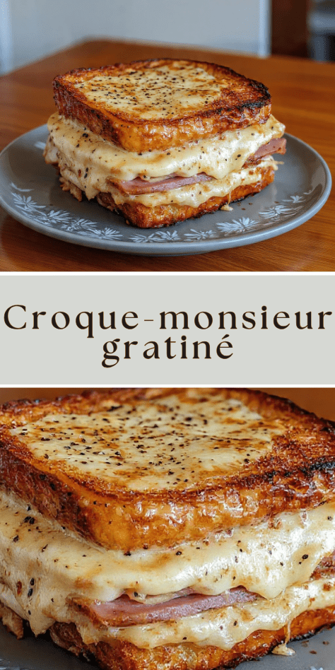 croque monsieur gratiné fromage fondant croustillant