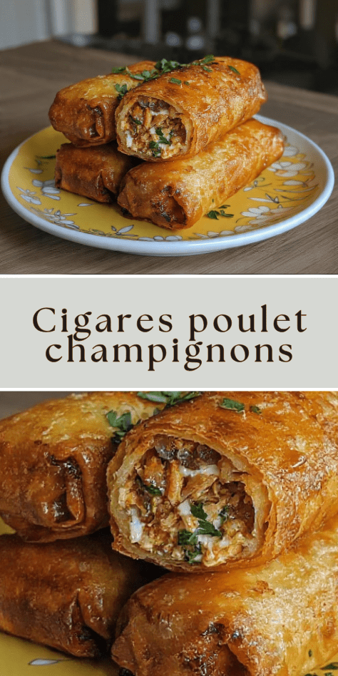 cigares poulet champignons fromage croustillants brick