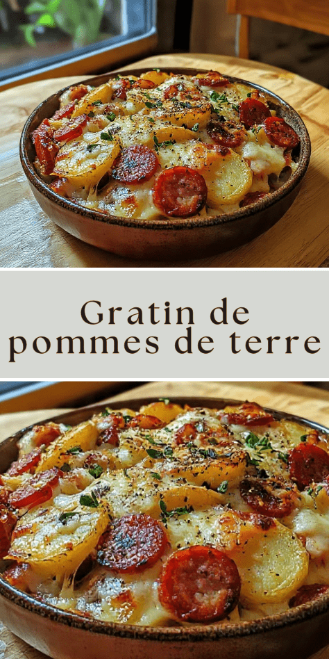 Gratin de pommes de terre au chorizo fondant avec fromage gratiné