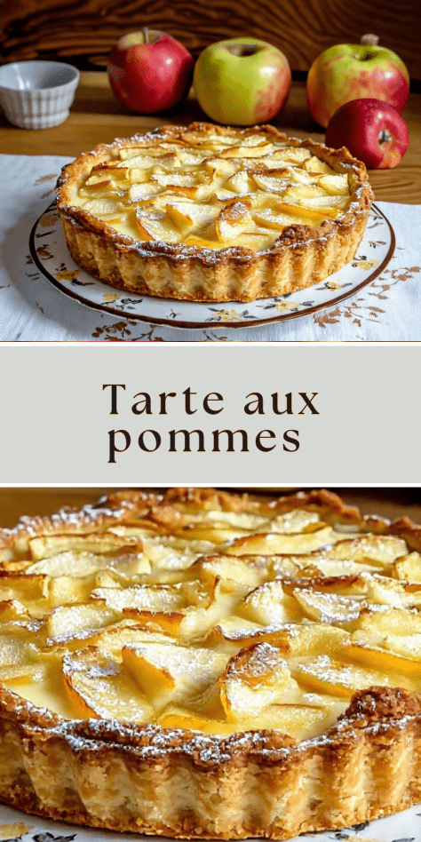 Tarte aux pommes normande crémeuse et dorée au four