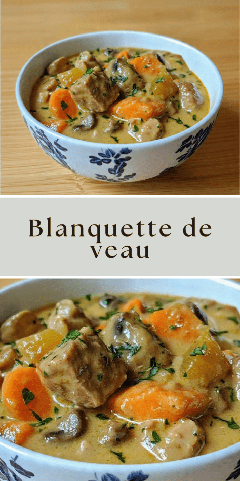 Blanquette de veau crémeuse aux carottes et champignons