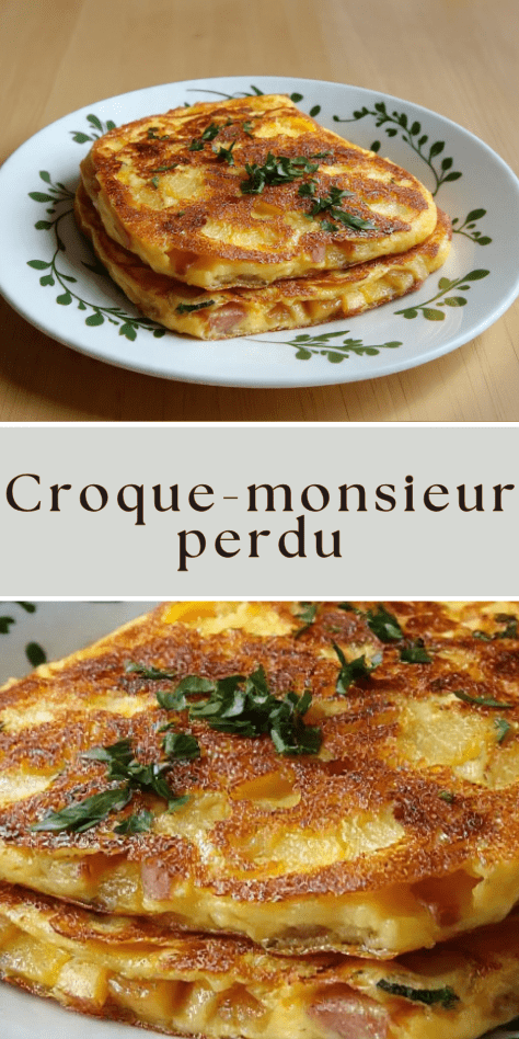 Croque-monsieur perdu doré à la poêle avec fromage fondant