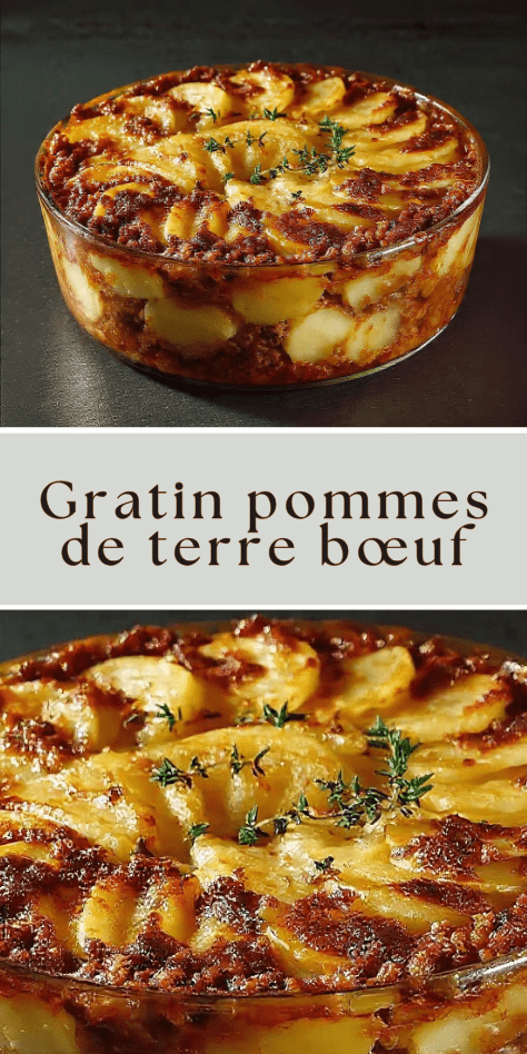 Gratin pommes de terre bœuf haché doré au four