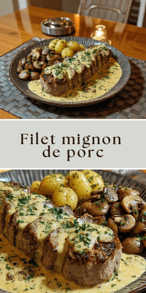 Filet mignon de porc aux champignons sauce crémeuse