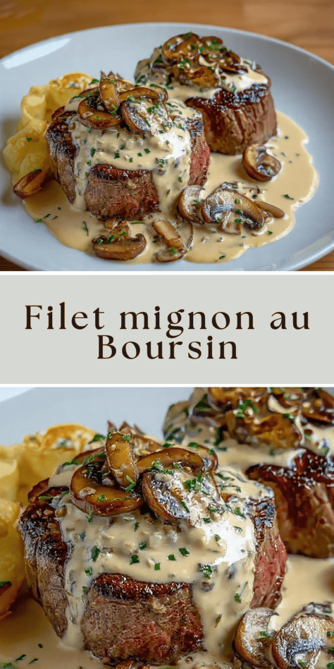 Filet mignon sauce Boursin champignons crémeuse