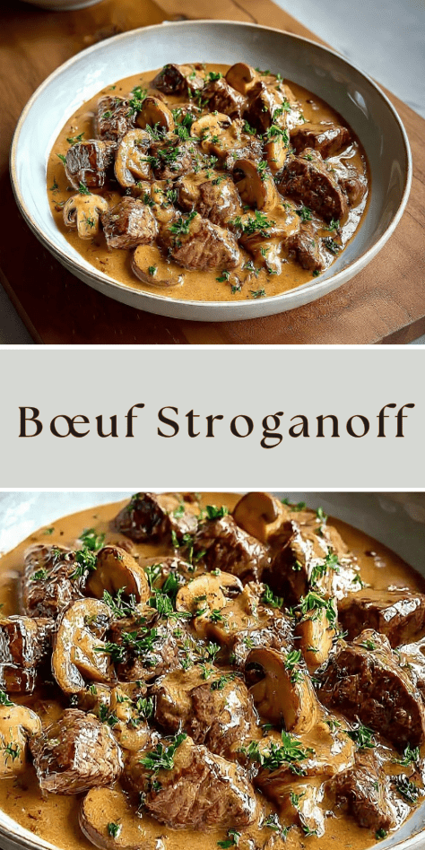 Bœuf Stroganoff crémeux champignons sauce