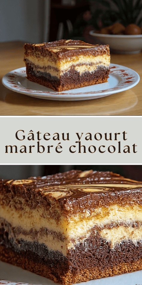 Gâteau yaourt marbré chocolat fondant maison