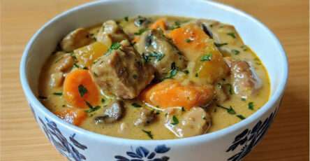 Blanquette de veau crémeuse aux carottes et champignons