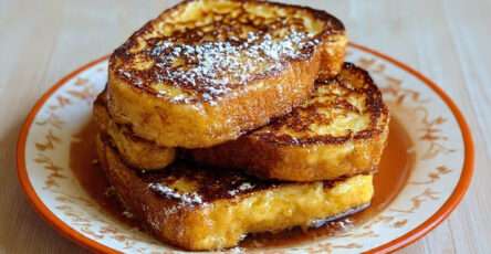 Pain perdu doré et moelleux avec sirop d’érable