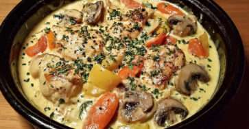 Blanquette de poulet crémeuse carottes champignons
