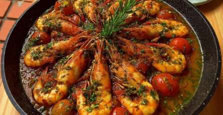 Gambas poêlées ail tomates herbes méditerranéennes