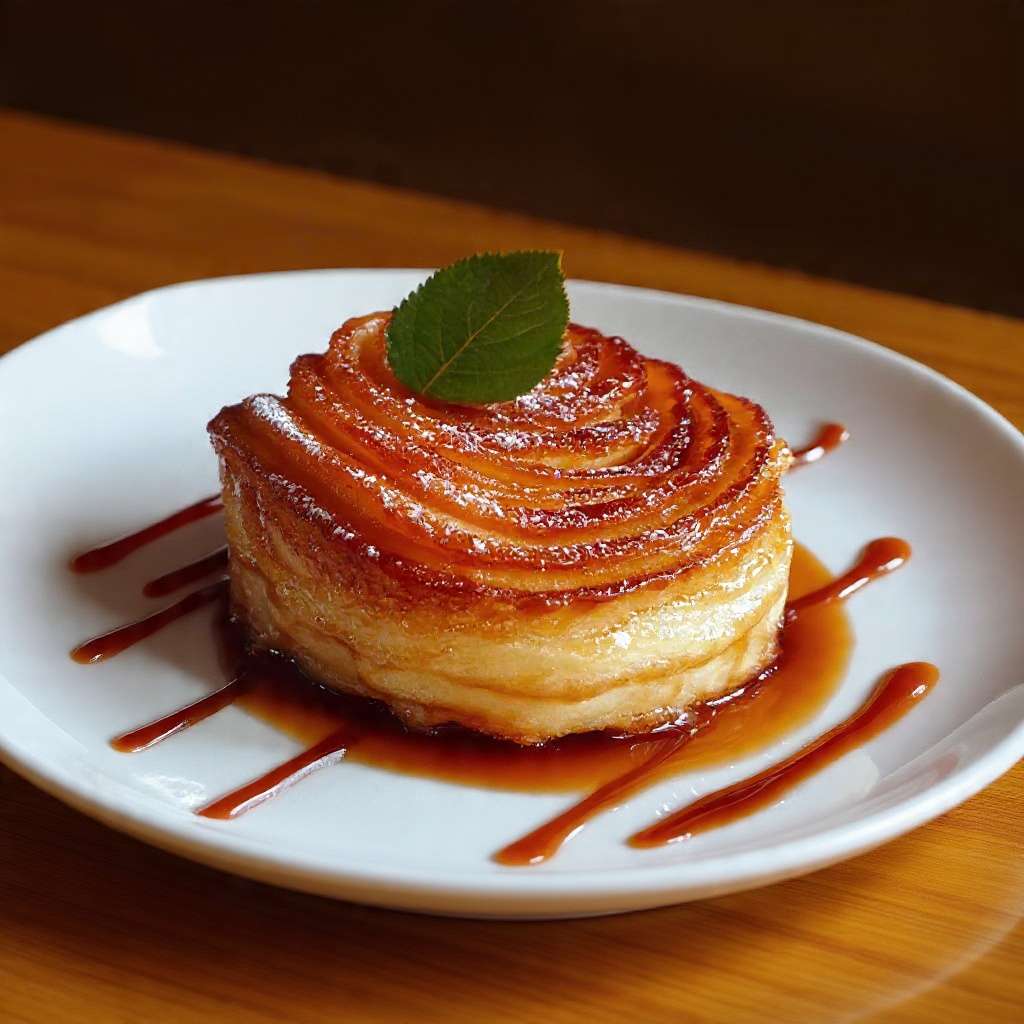 Roses de pommes feuilletées croustillantes avec sucre glace