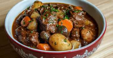 Bœuf mijoté aux carottes pommes de terre et champignons