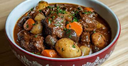 Bœuf mijoté aux carottes pommes de terre et champignons