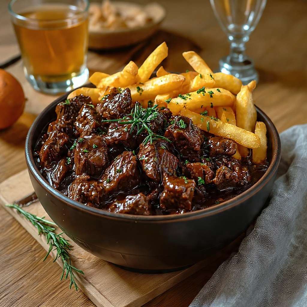 Carbonade flamande à la bière avec frites maison