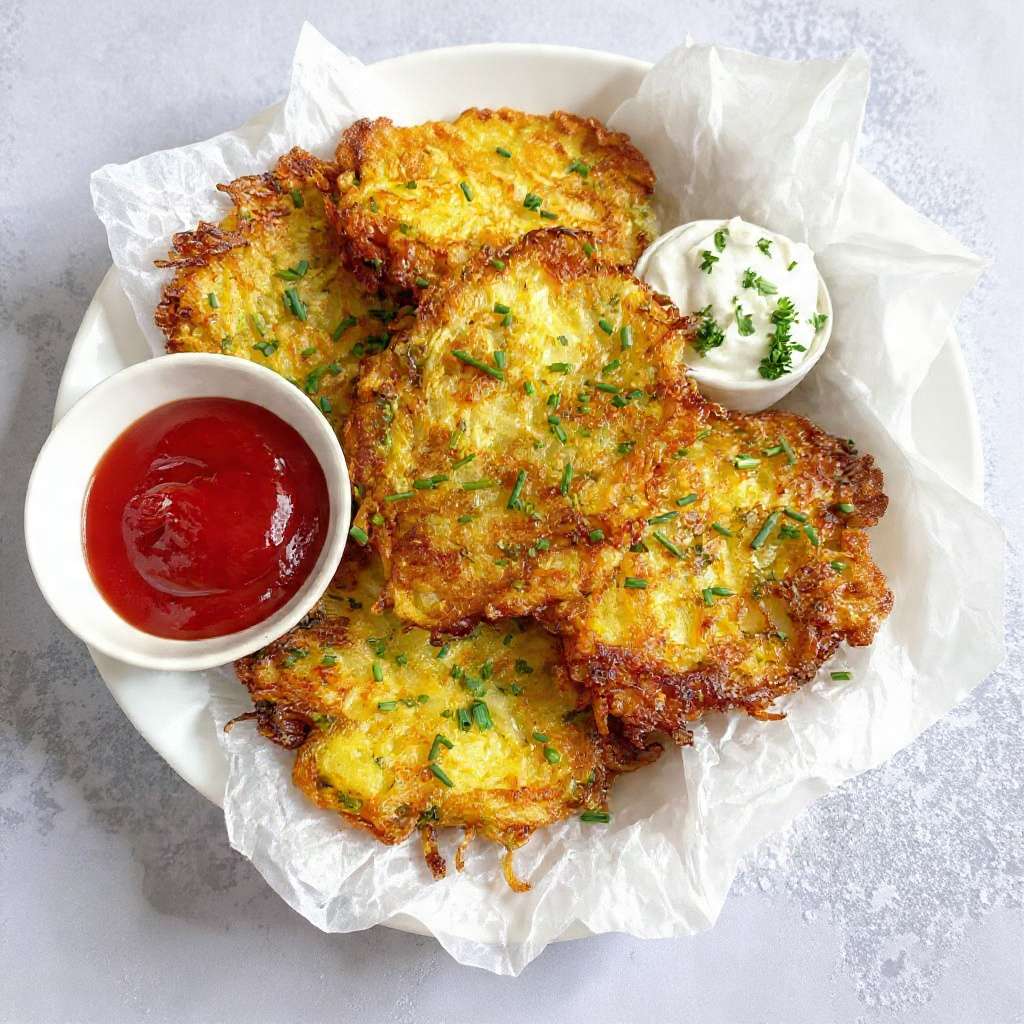 Rösti croustillants pommes de terre croustillants ciboulette sauce