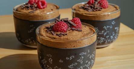 mousse chocolat noir sans sucre framboises légère