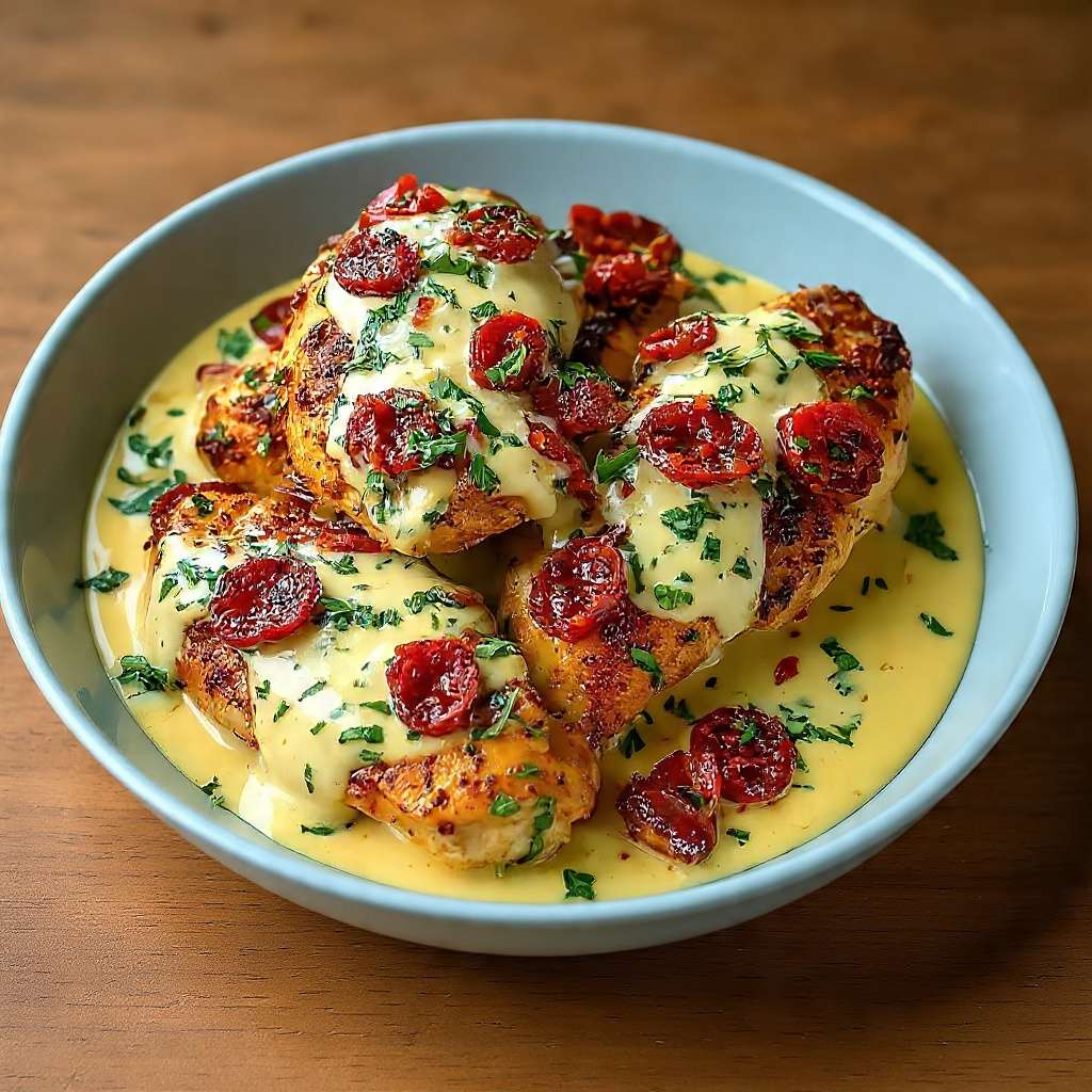 Aiguillettes de poulet sauce crémeuse au chorizo