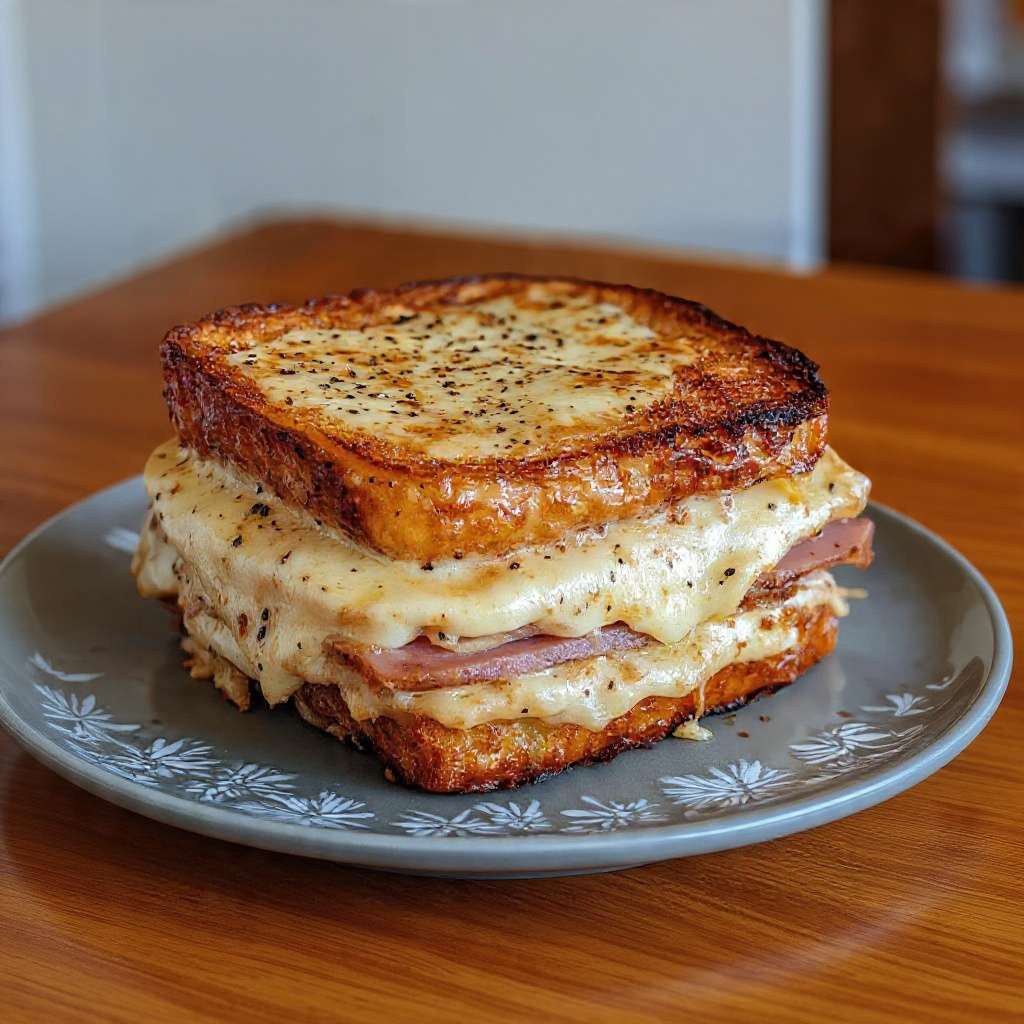 croque-monsieur gratiné fromage fondant croustillant