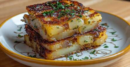 galette pommes de terre croustillante oignons dorée