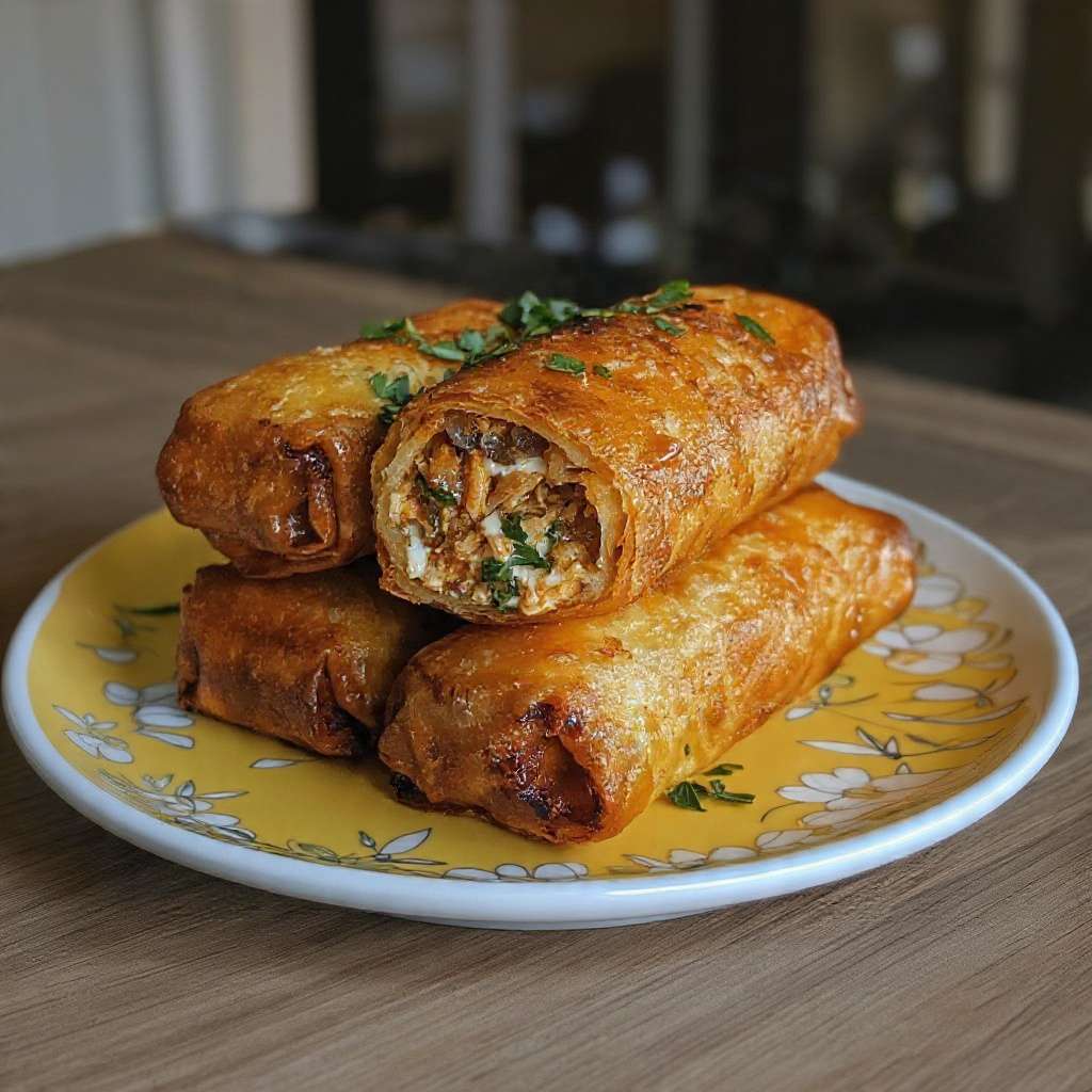 cigares poulet champignons fromage croustillants brick