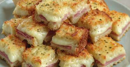 Croque-monsieur en cubes gratinés au fromage