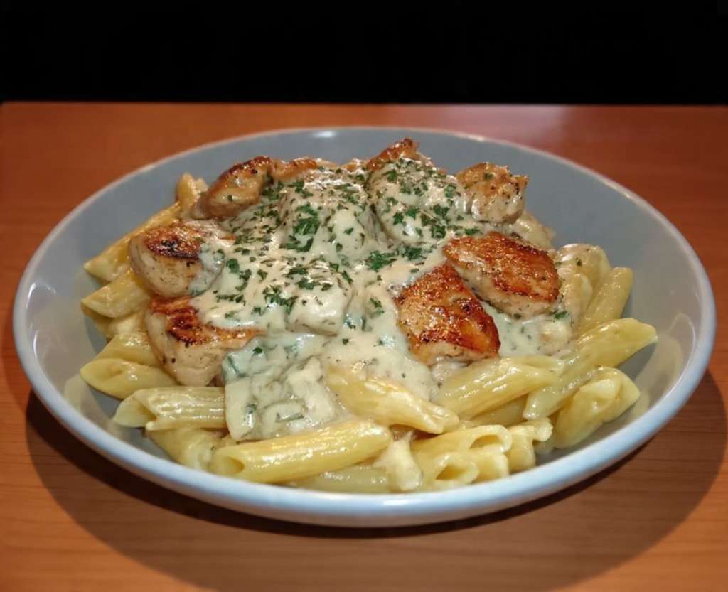 Pâtes au poulet sauce crémeuse au Boursin