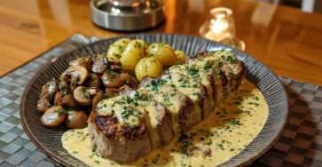 Filet mignon de porc aux champignons sauce crémeuse