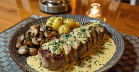 Filet mignon de porc aux champignons sauce crémeuse