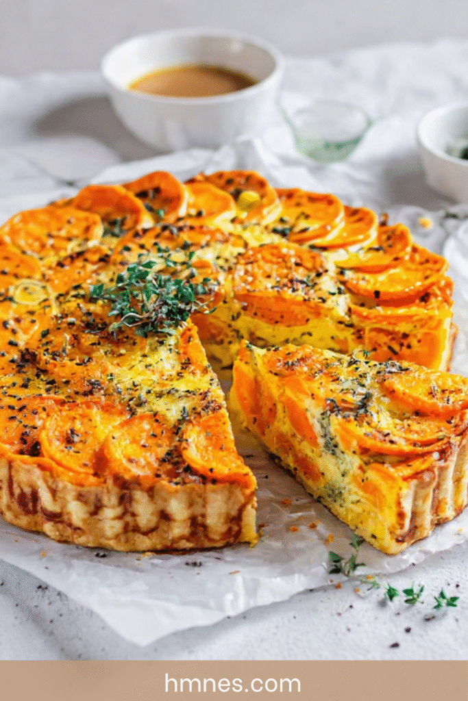 Tarte fondante carottes herbes fromage gratinée maison