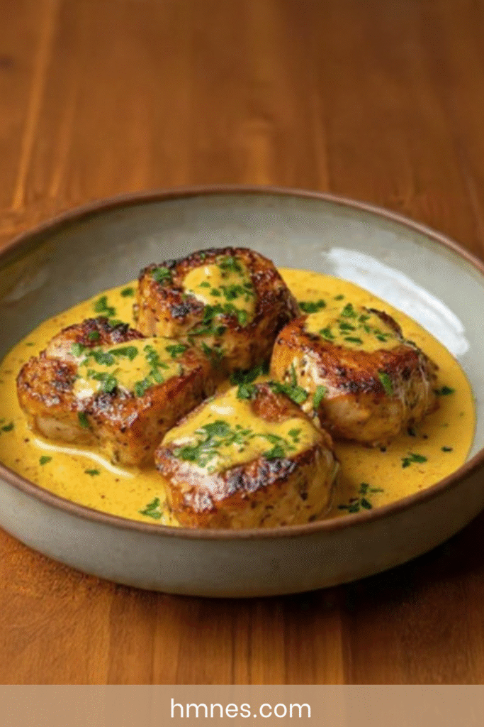 lapin moutarde ancienne sauce cremeuse persil fondant