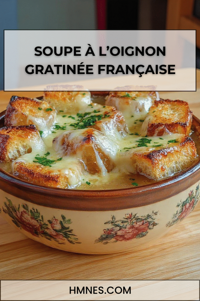 soupe à l’oignon gratinée fromage croustillant baguette traditionnelle