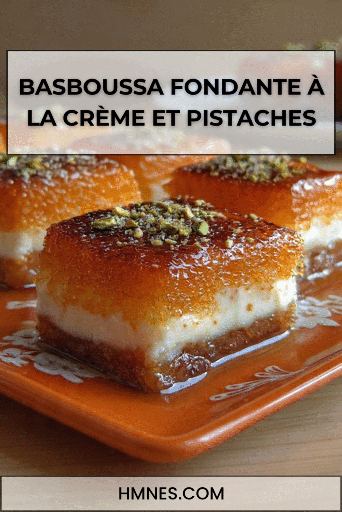 Basboussa fondante à la crème  semoule dessert oriental