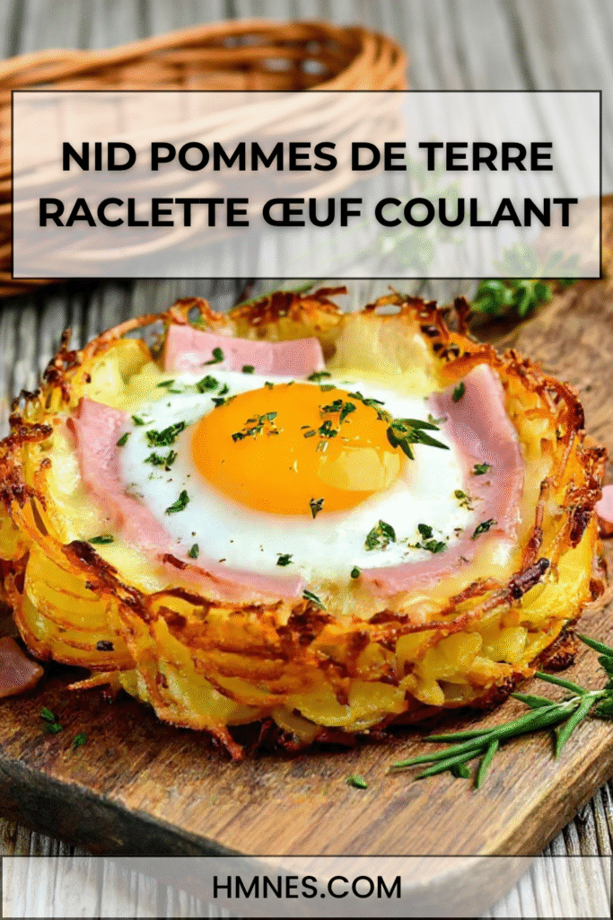 nid pommes de terre raclette oeuf coulant fromage fondant croustillant