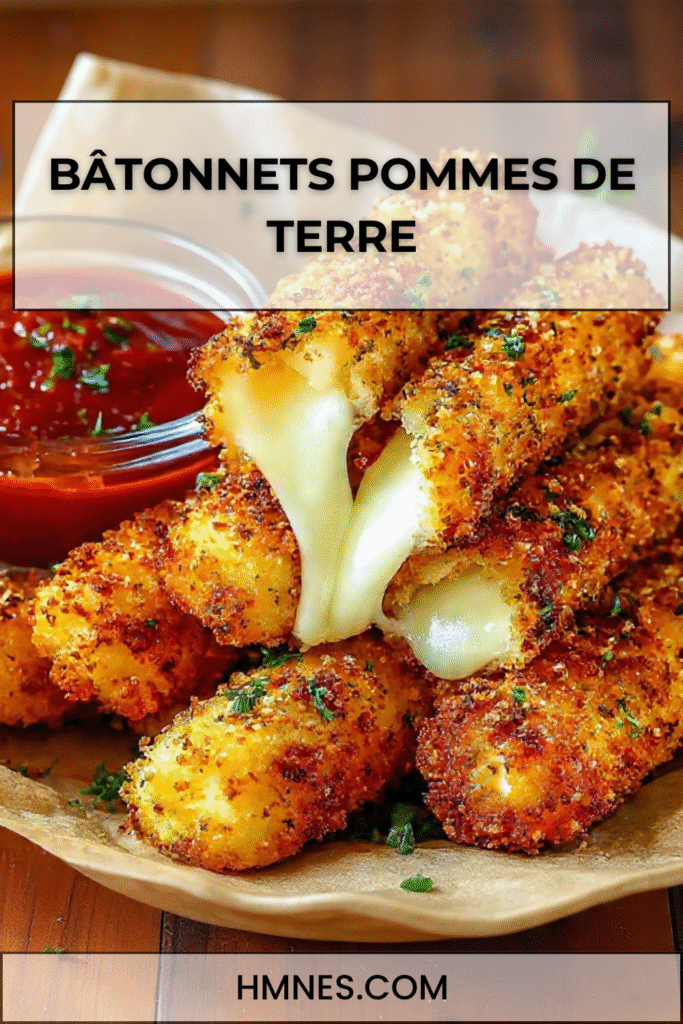 Bâtonnets de pommes de terre fromage frit croustillant coeur fondant