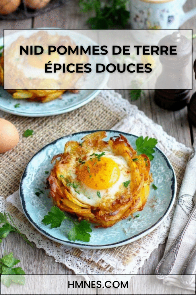 nid pommes de terre epices douces oeuf coulant croustillant poele