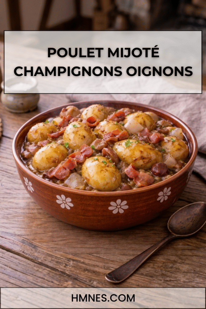 poulet mijoté champignons oignons grelots sauce maison