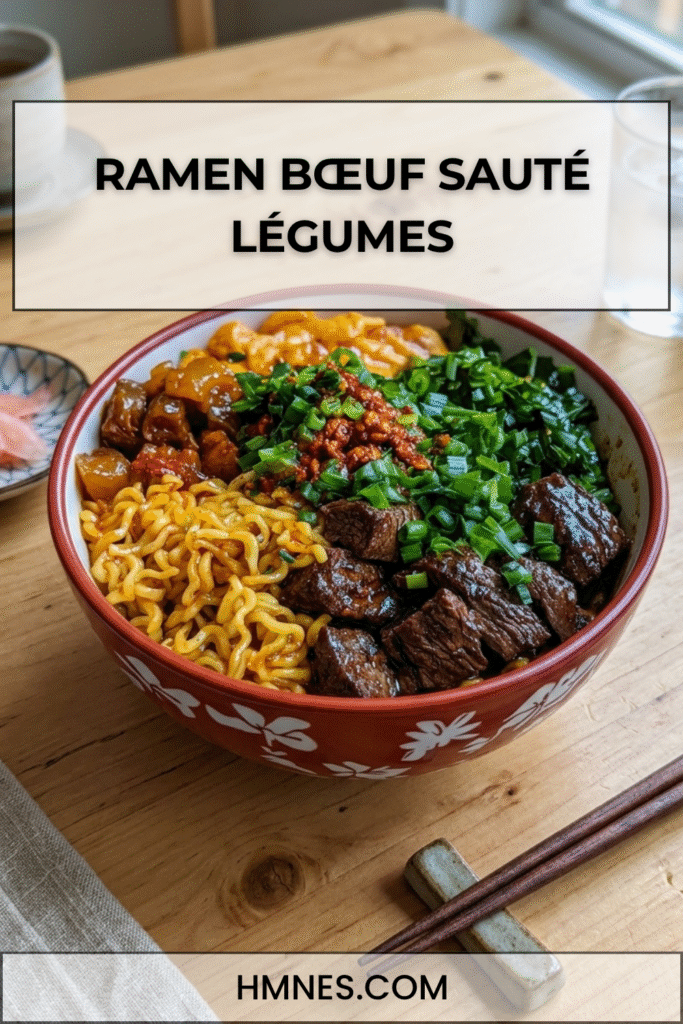 ramen boeuf sauté legumes bouillon nouilles maison