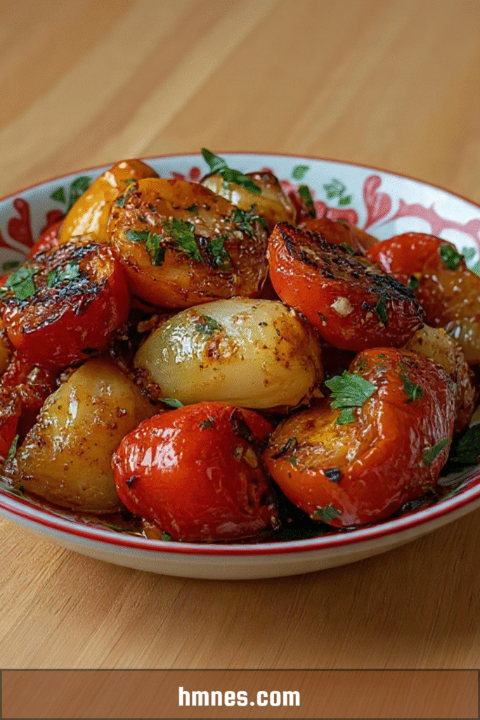 tomates cerises rôties oignons confits ail herbes