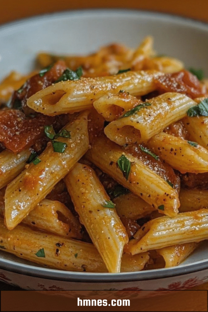 pennes saucisse tomate sauce rustique parmesan