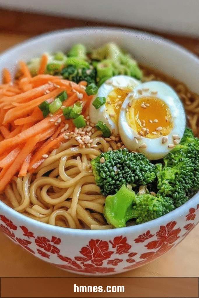 ramen oeuf mollet legumes croquants bol japonais