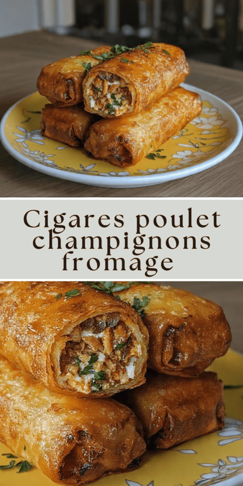 cigares poulet champignons fromage croustillants brick