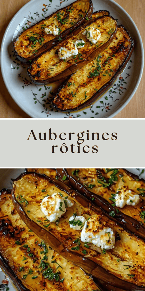 aubergines rôties fromage herbes fondantes four