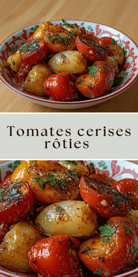 tomates cerises rôties oignons confits ail herbes