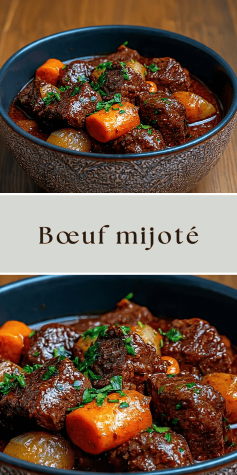 Bœuf mijoté carottes oignons sauce fondante