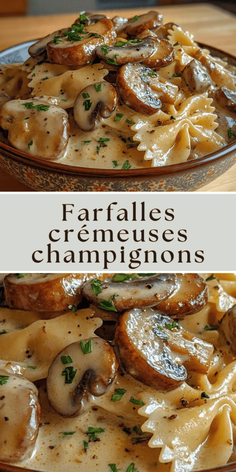 farfalles creme champignons poeles parmesan persil