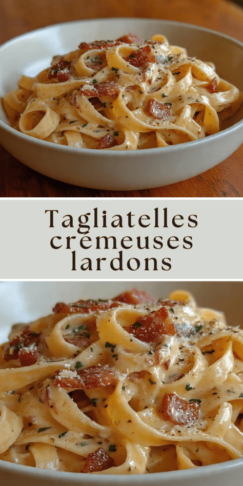 tagliatelles creme lardons fromage fondant