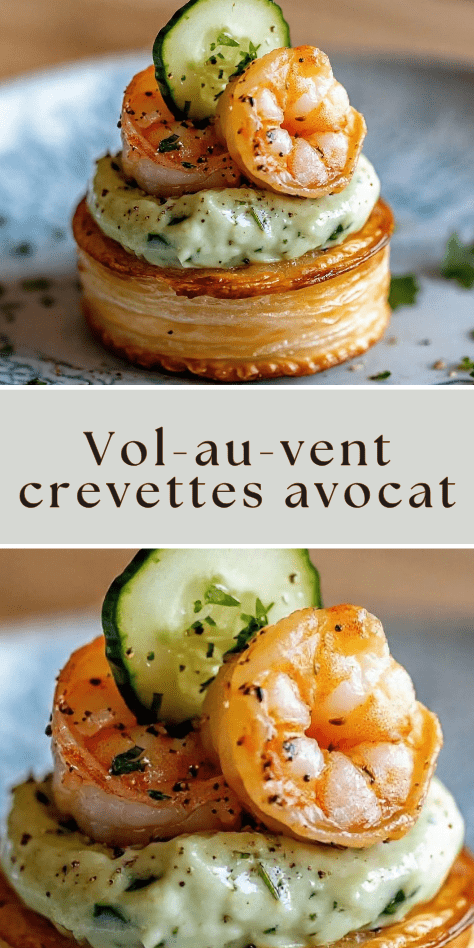 Vol-au-vent crevettes avocat concombre entree fraiche