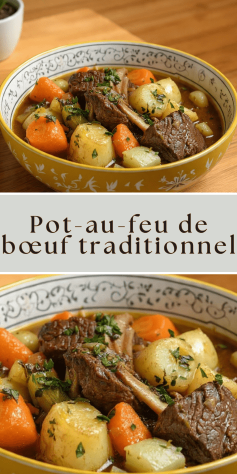 Pot-au-feu boeuf traditionnel legumes bouillon maison