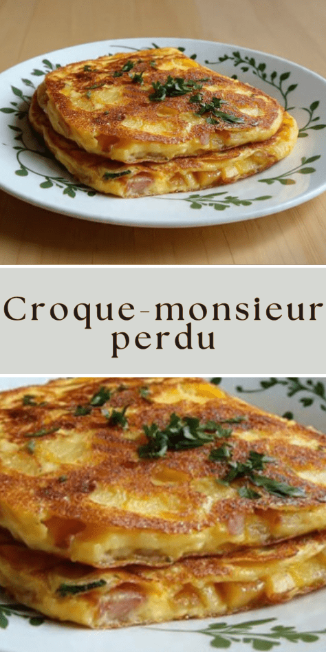 Croque-monsieur perdu poele fromage jambon fondant croustillant